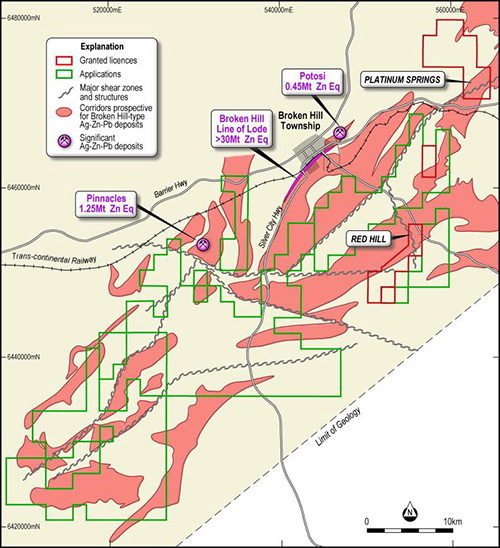 Property Outline of Prospective Corridors for Base Metals Deposits